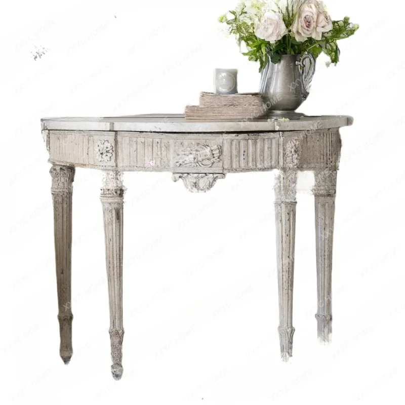 entrance foyer entrance table  retro old hand-carved living room decoration against the wall