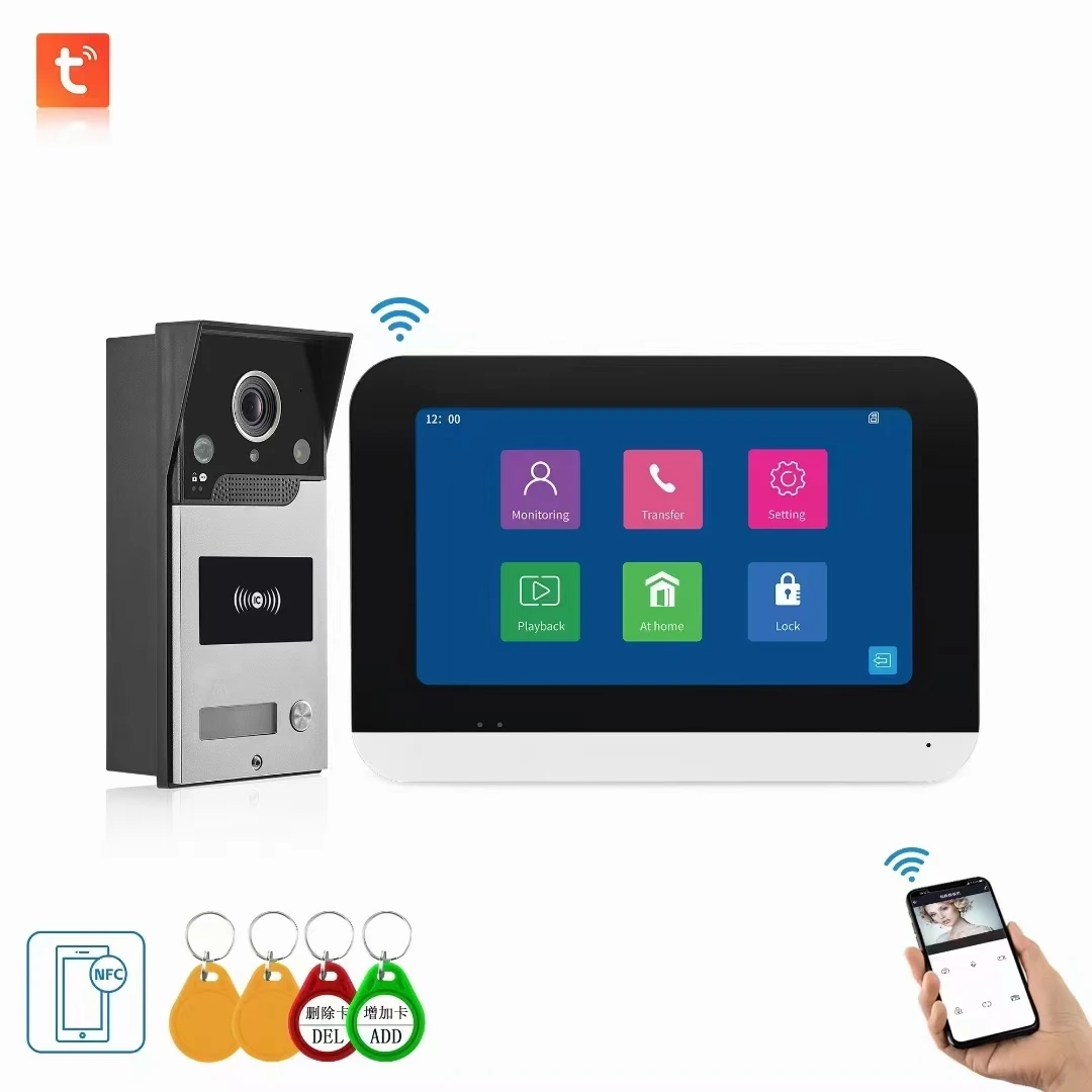 SmartYIBA Wifi Video Intercom  Tuya Smart HD IP Video Doorbell Touch Screen Mulit Language Menu Video Door Phone Kits