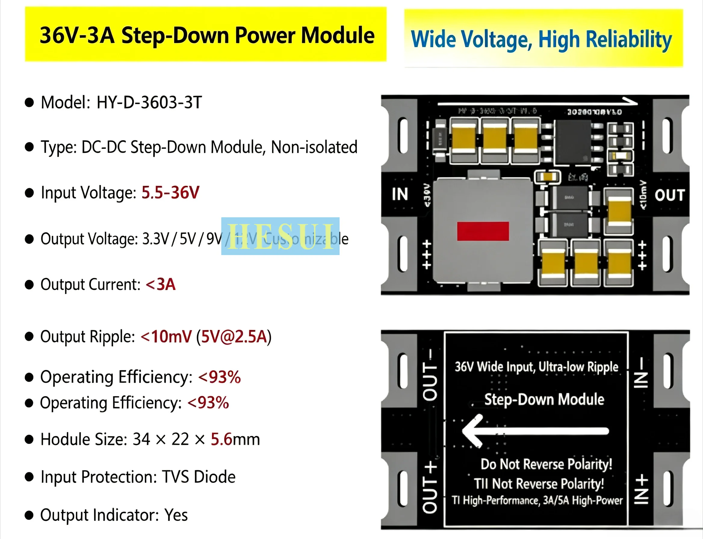 TPS5430 switching power supply module DCDC step-down 3.3V5V9V12V low ripple 10mV industrial grade