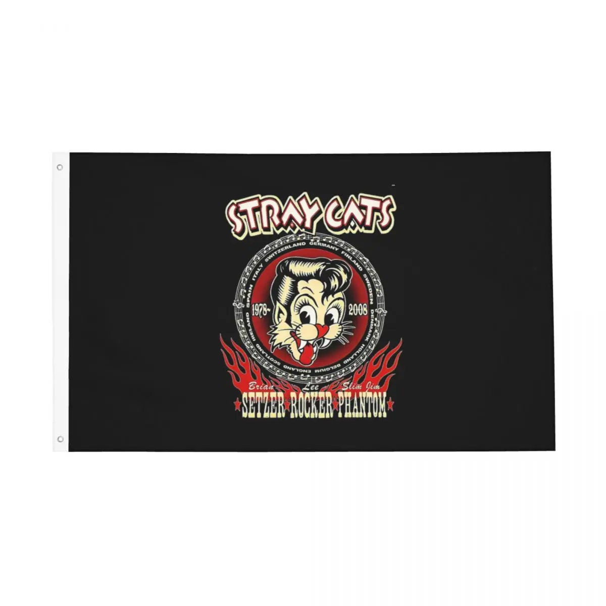 Vintage STRAY CATS Rock Band American Flags Double Sided Outdoor Banner Stray Cats Polyester Home Room Dorm Wall Decor