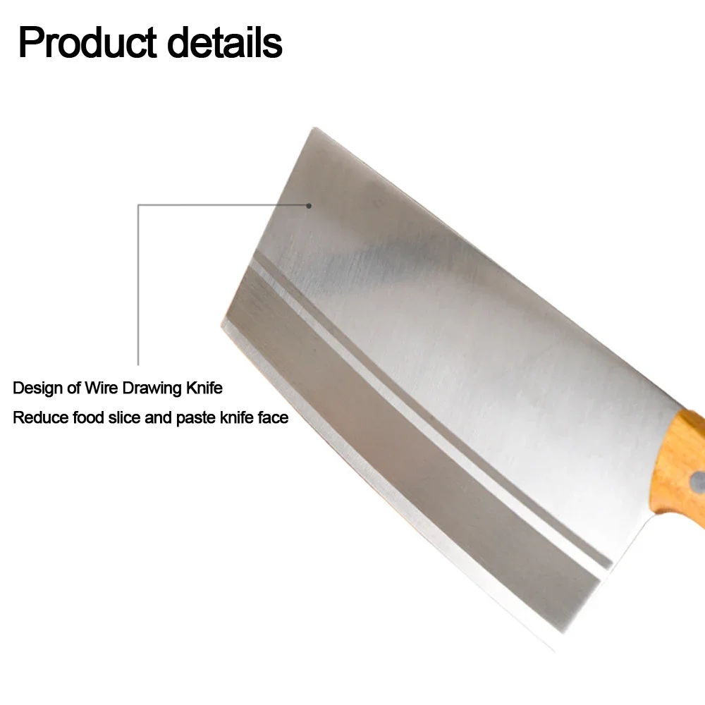 Stainless Steel Chef Knife Anti-stick Brushed Blade Sharp Cleaver Fish Vegetable Chinese Kitchen Knife Household Cooking Tools