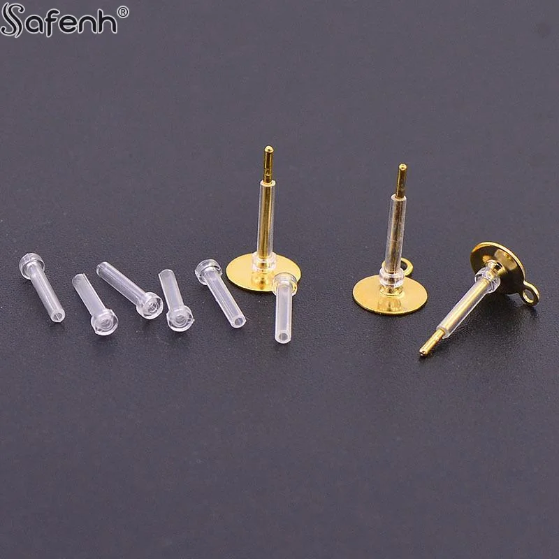 10pcs Clear Hypoallergenic Resin Earring Sleeves Ear Cannula Stoppers for Earring Repair and DIY Jewelry Customization
