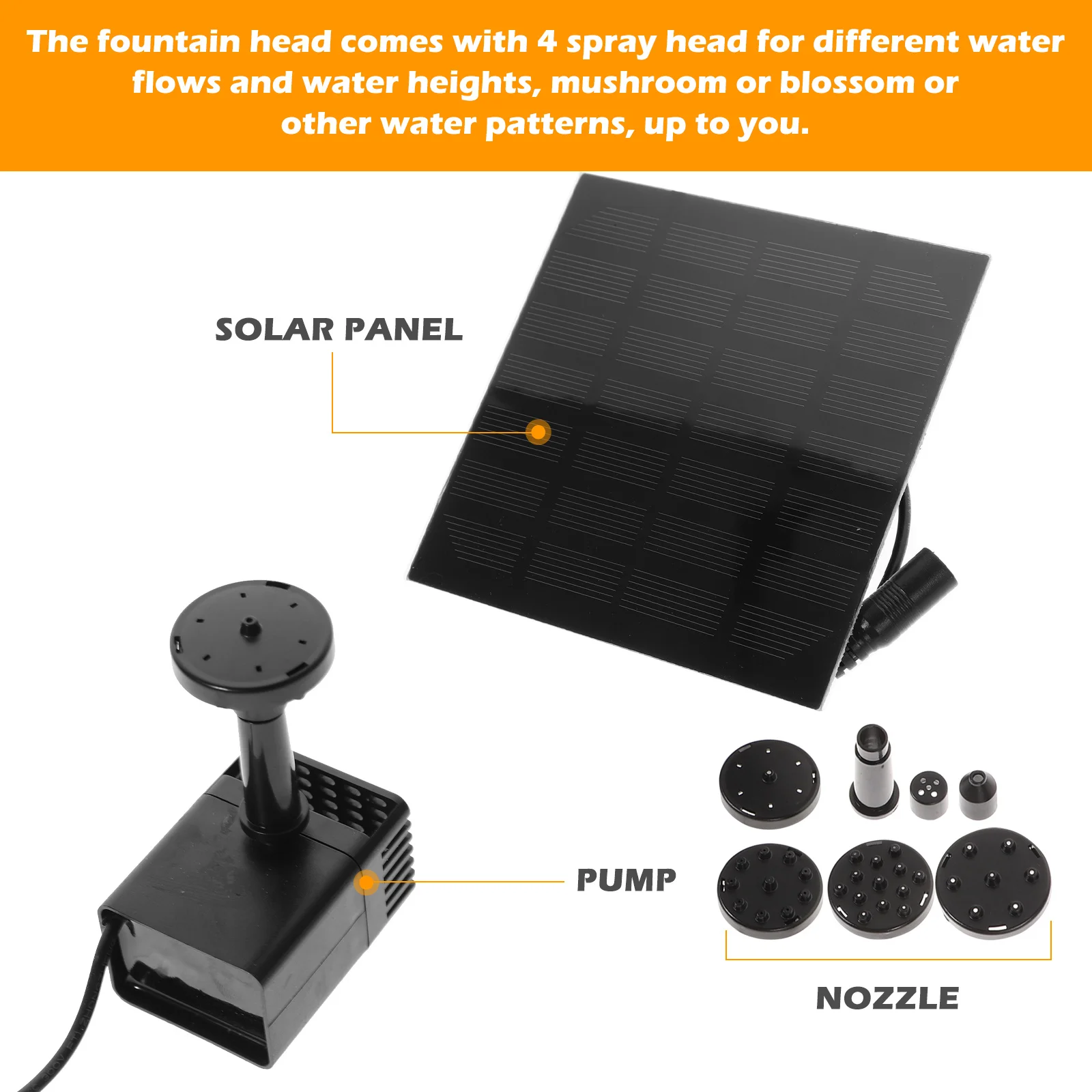 

Solar 1.2W Fountain Pump Outdoor Solar Powered Submersible Water Pump for Pond Pool Aquarium Garden Fountain Display