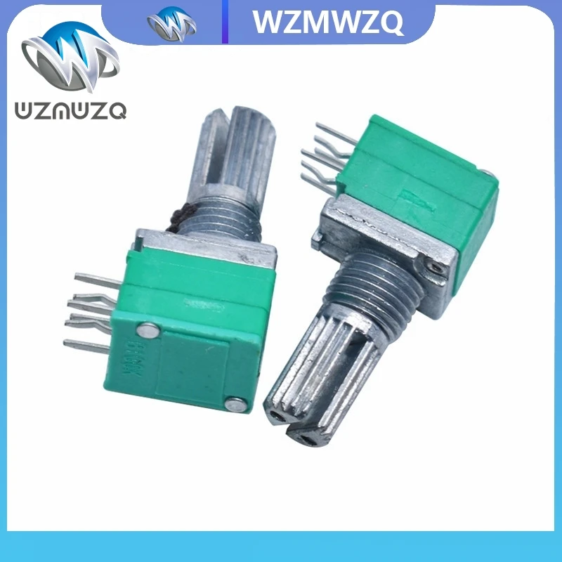 10 Buah RK097 RK097G 6Pin 5K 10K 20K 50K 100K B5K dengan Sakelar Poros Audio 15Mm Amplifier Potensiometer Penyegelan