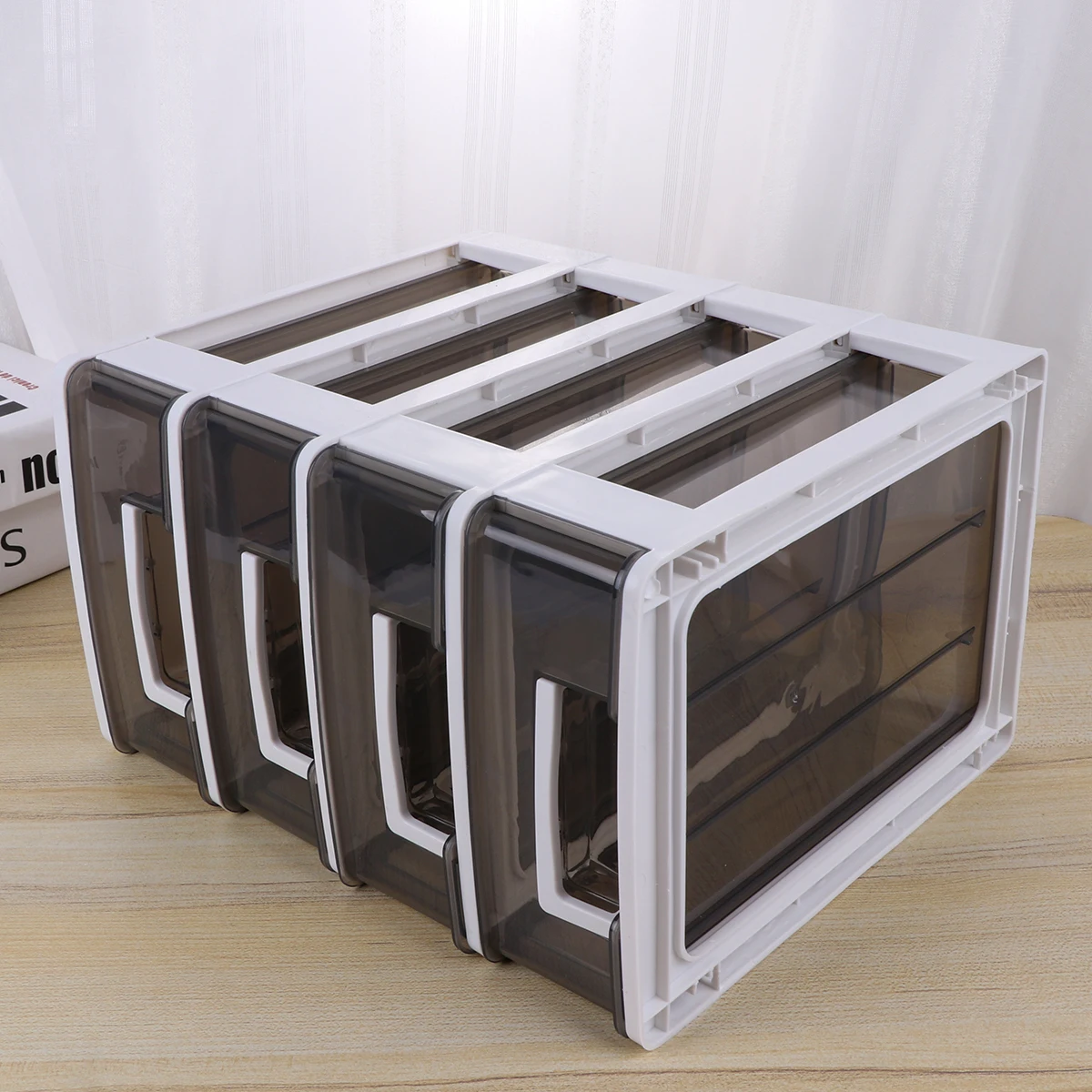 

Drawer Type Storage Cabinet Plastic Organizer Box Multifunctional Desktop Closet Transparent White Lightweight Portable