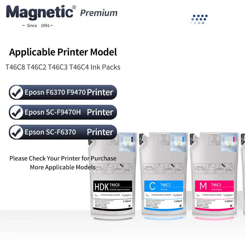 

1100 мл T46C8 T46C2 T46C3 T46C4 Пакеты чернил для сублимационной краски для Epson F6370 F9470 F9470H SC-F6370 SC-F9470 SC-F9470H