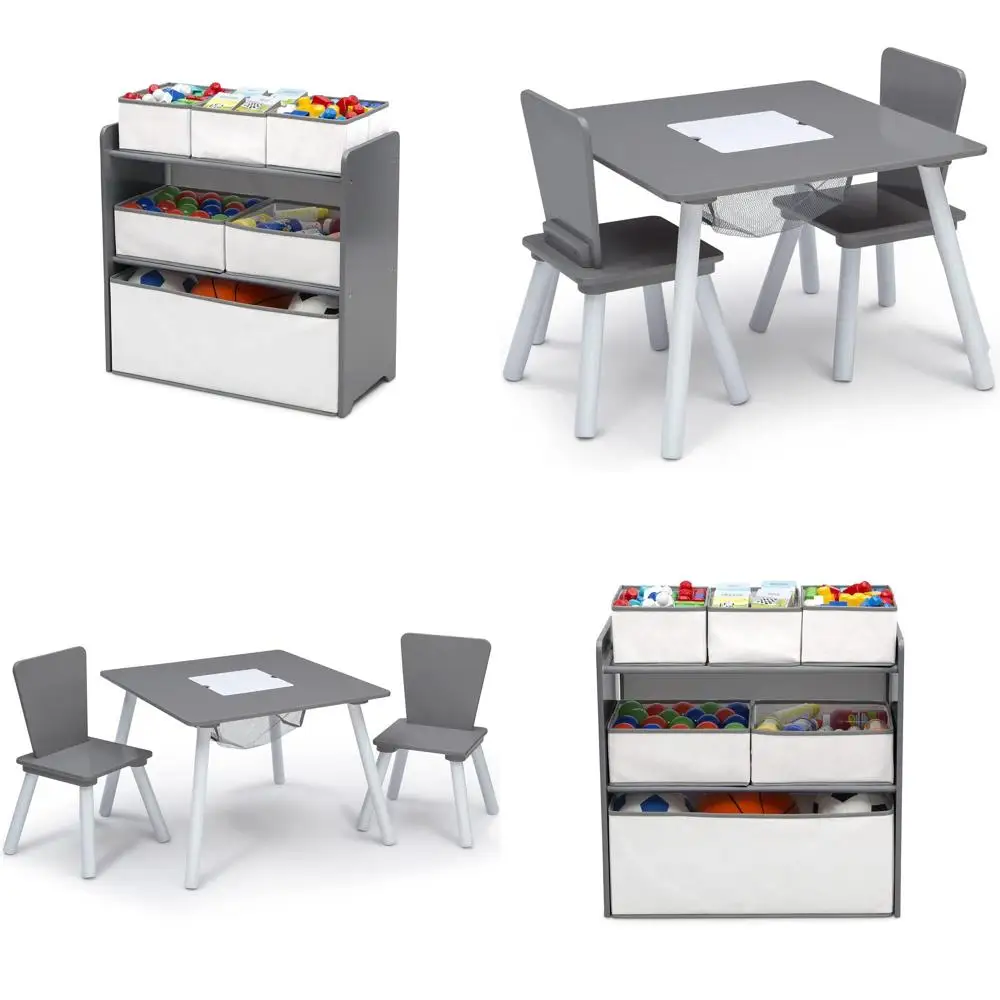 

Grey and White 4-Piece Toddler Playroom Furniture Set