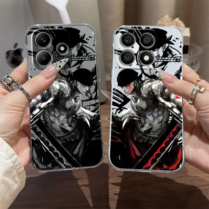 

Anime One Piece Zoro Phone Case for Xiaomi Redmi Note 13 14 Pro Plus 10 12 Pro Clear Hard Shell