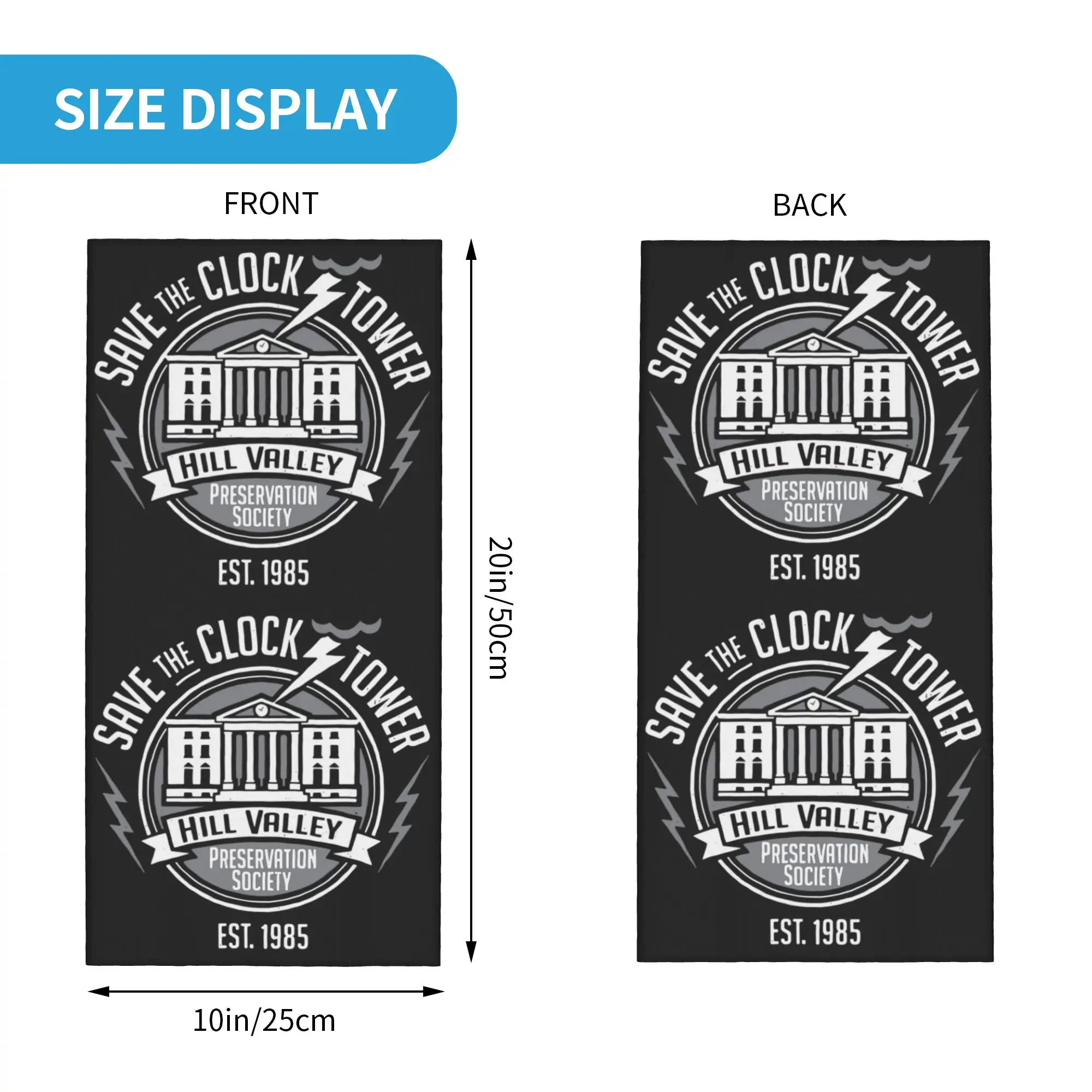 Save the Clock Tower Neck Gaiter Men Women UV Protection Winter Back To The Future Bandana Scarf for Cycling