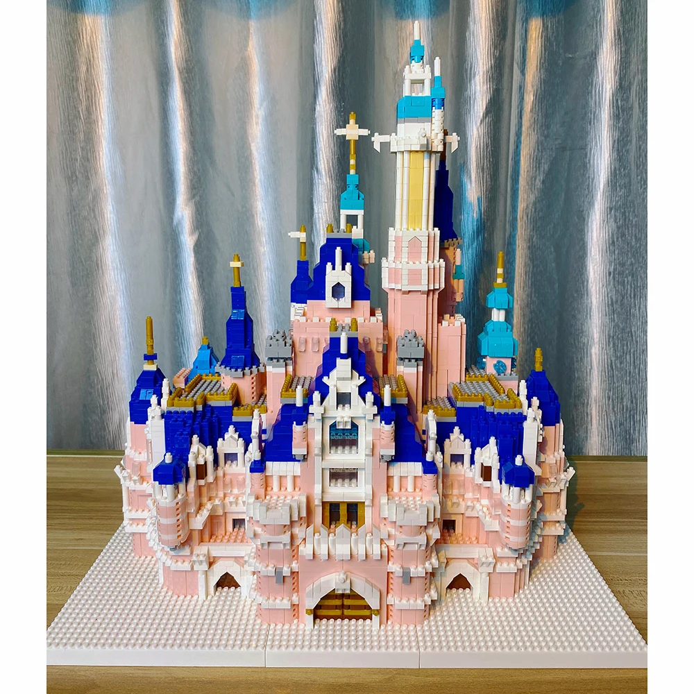 Party Gift Pink Castle Model Kits Toys Microblock Building Blocks for Adults Princess Kids Castles Architecture Set Bricks