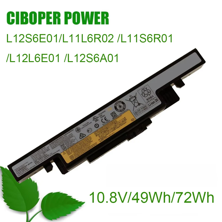 Batería para portátil CP L12S6E01 10.8V 49Wh/72Wh L11L6R02 L11S6R01 L12L6E01 L12S6A01 para Y490 Y490P Y400 Y410P Y400N Y500 Y500N Y510