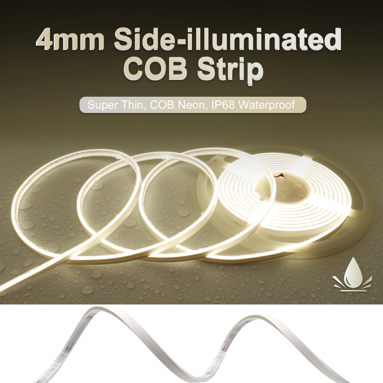12V 24V IP68 New Ultra-thin 4mm Side-illuminated Waterproof Light Strip 3000K/4000K/6000K Side-view IP68 LED Tape For Home Decor