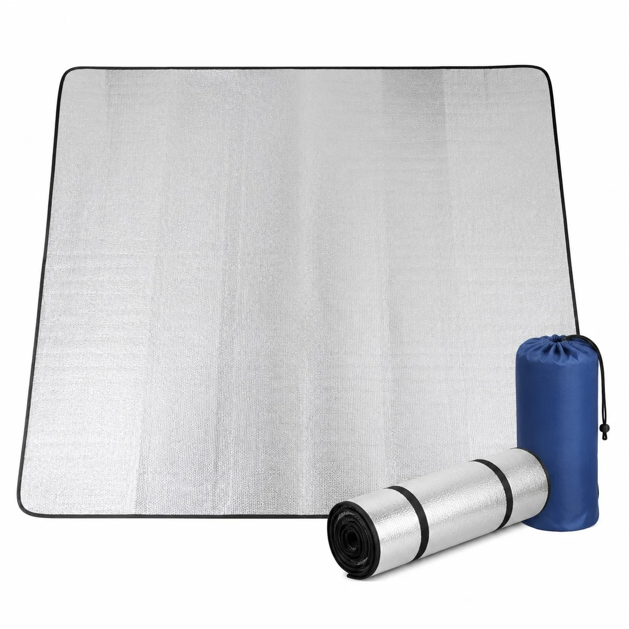 240x240cm Large Camping Mat Double Sided Aluminum Film EVA Picnic Blanket Foldable Outdoor Ground Pad with Carry Bag