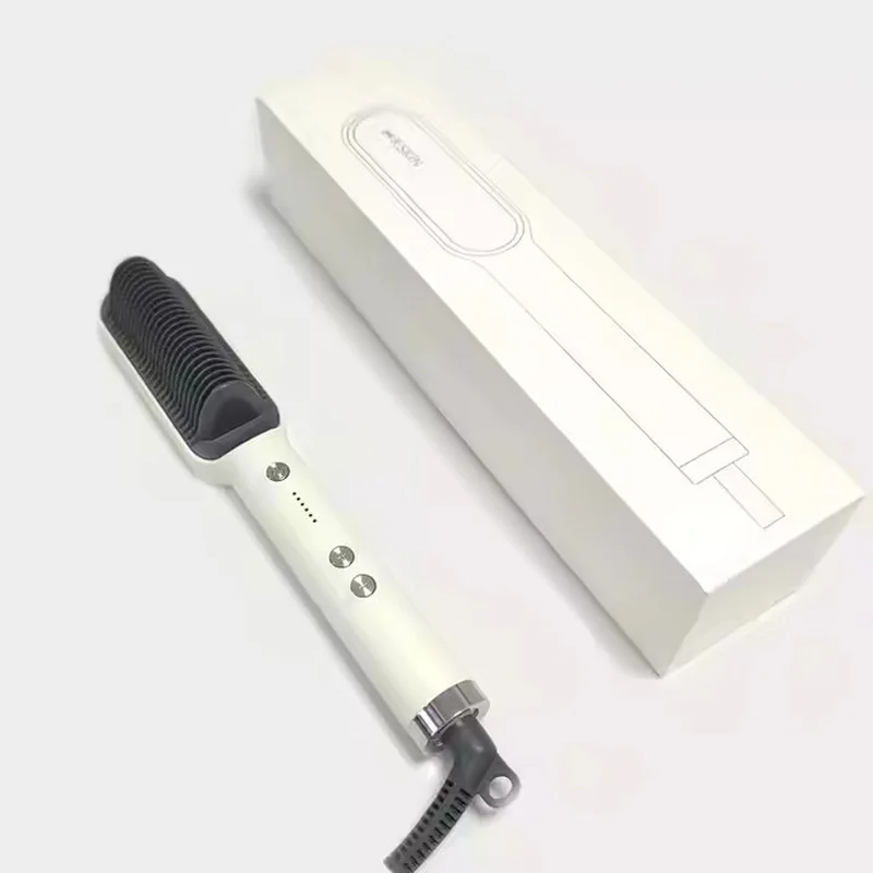 Hair Straightener Curler Hot Comb Brush 2in1 Ionic PTC Ceramic Fast Heating Beard Straightening Brush Anti-Scald Hair Styling - view 6