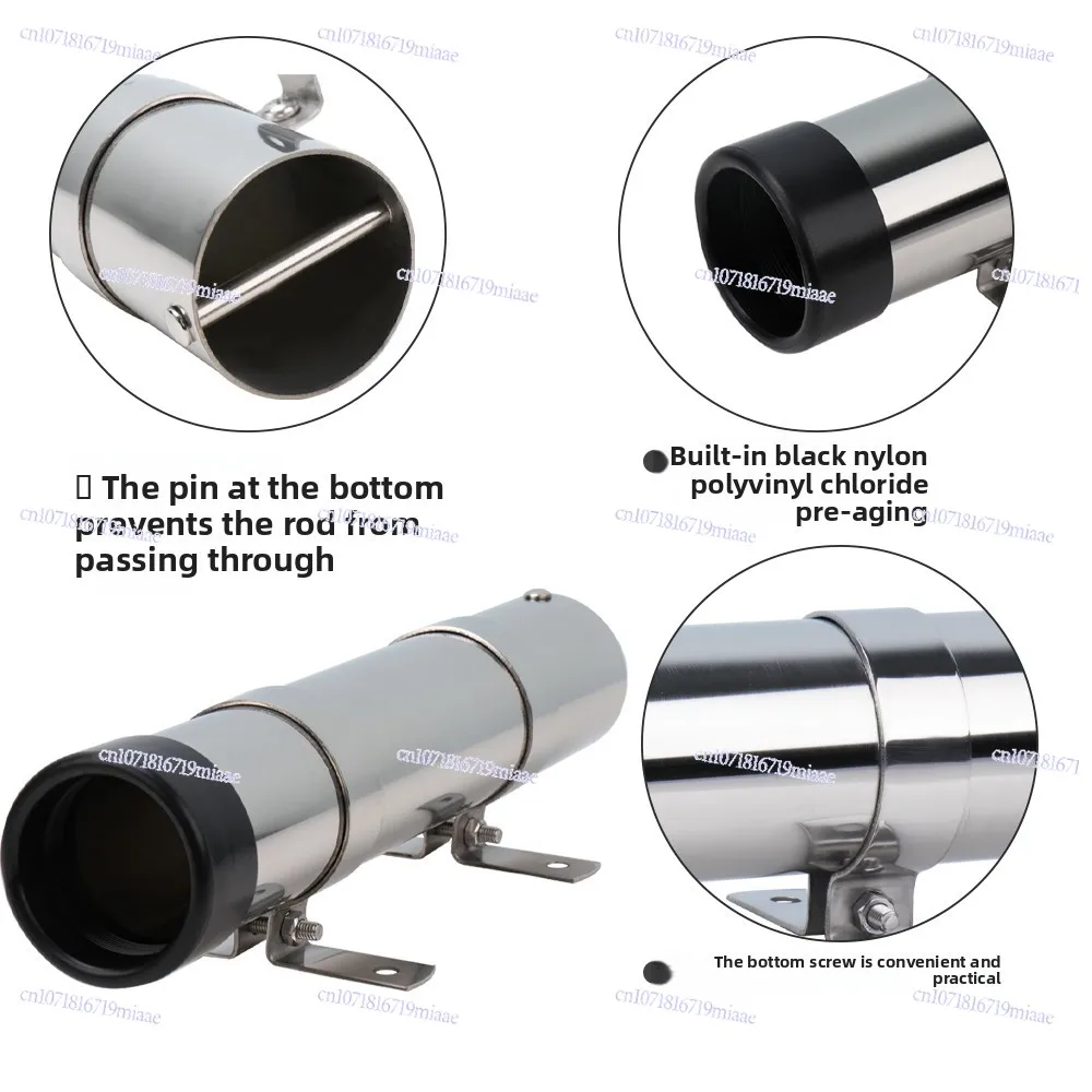 Stainless Steel Fishing Rod Insert Barrel, Pipe Clip Type Speedboat Yacht Fishing Rod Base