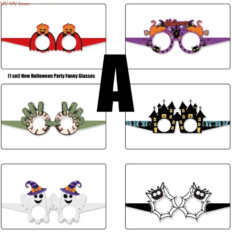 N1HE Funny Halloween Party Eyeglasses Halloween Party Decors Halloween Paper Glasses