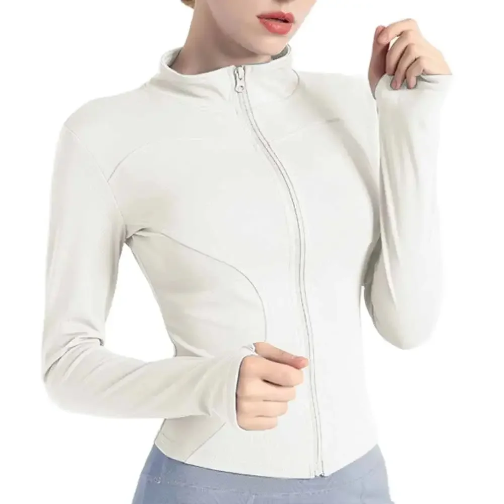 Haut de yoga à col montant à haute élasticité, manteau de sport mince, vêtements de fitness