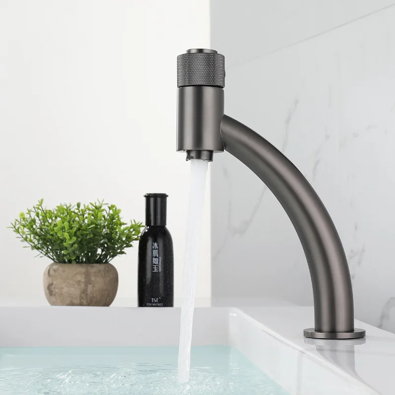 Wholesale Gray Basin Faucet Bathroom Table Basin Household Single-Hole Faucet Hot and Cold Dual-Use Wash Hand Washbasin Sanitary