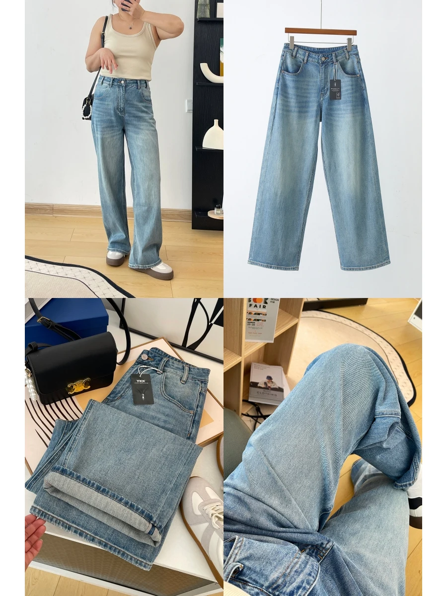

Town Honey Detailed Aged Super Slim Straight Leg Jeans Women's Spring 2026 High Waist Denim Pants with kets Floor-Length