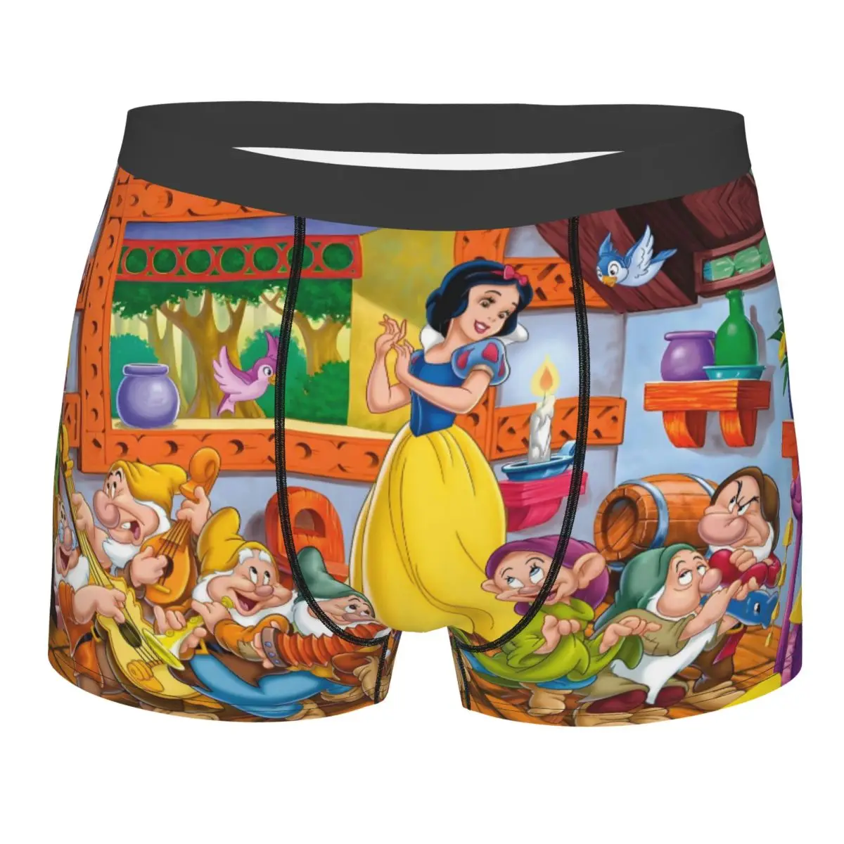 

Аниме-шорты-боксеры с изображением Белоснежки и семи гномов для мужчин, забавное нижнее белье с мультяшными персонажами, трусы, дышащие трусы