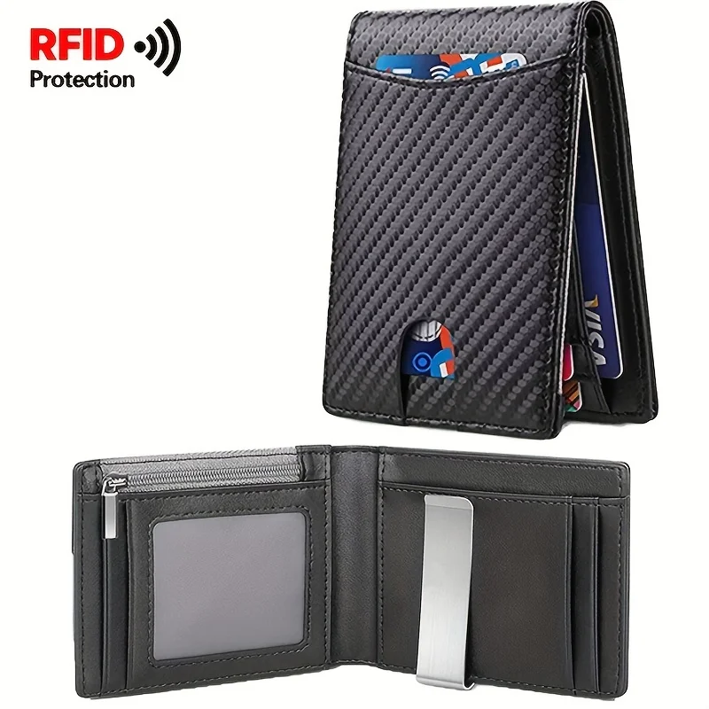 Fold RFID Blocking Wallet,Mens Slim Wallet With Money Clip, RFID Blocking Bifold Minimalist Credit Card Holder For Men