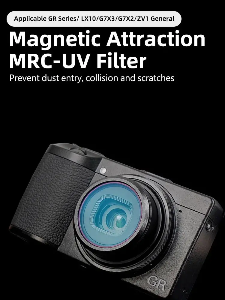 Filtr UV CPL ND16 ND64 STAR 1/4 Czarny Filtr Metalowy Magnetyczny do Aparatów Ricoh GR2 GR3 GR4 Canon G7x3 G7X2 Sony ZV-1 — zdjęcie produktu 7