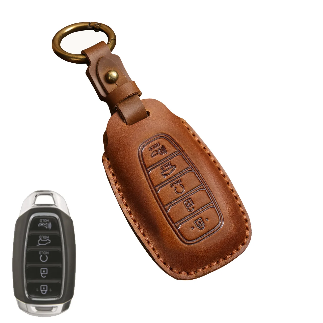 Leather Car Remote Key Fob Cover key Case For Hyundai i30 Ix35 KONA Encino Solaris Azera Grandeur Ig Accent Santa Fe Palisade