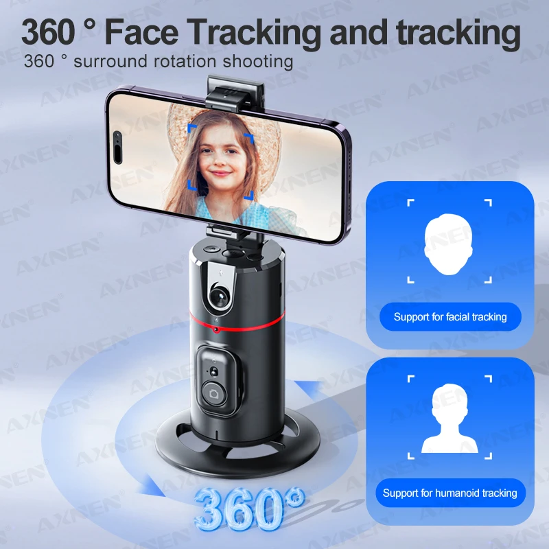 AXNEN 360 Rotation Auto Face Tracking Gimbal Stabilizer Desktop Following Video Shooting with Remote Shutter for Smartphones
