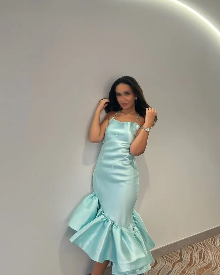 Gorgeous Sain Mermaid Prom Dress Spaghetti Style Ruched Satin High Low Short Evening Gowns Cocktail Party Dress