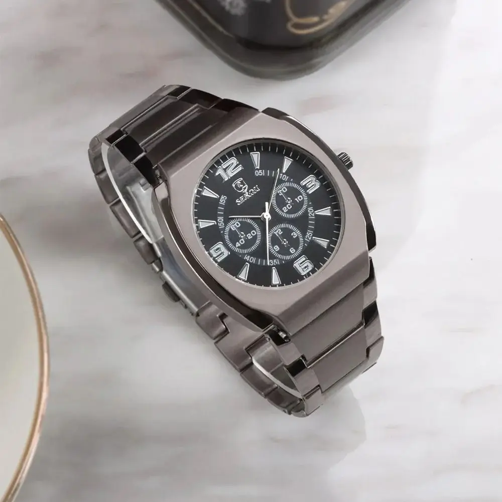 Fashionable Large Dial Quartz Watch Round Shape Simple Design Wristwatch Alloy Pointer Display Men's Watch Daily Wear