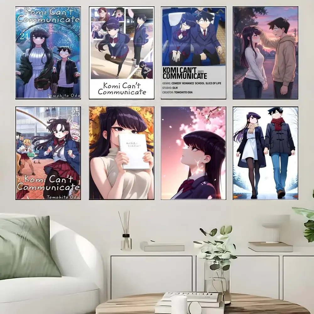 Anime K-Komi Can T C-Communicate Poster Self-adhesive Art Waterproof Paper Sticker Coffee House Bar Room Wall Decor