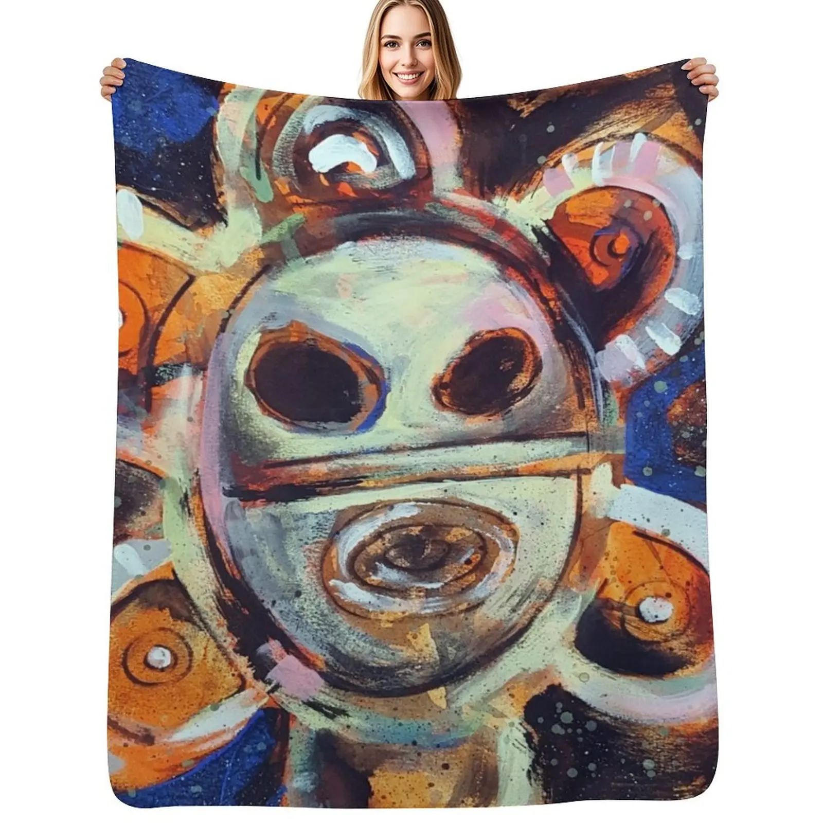 

Taino Sun of Jayuya Puerto Rican Art Throw Blanket Easy Care Comfortable Blanket for Couch