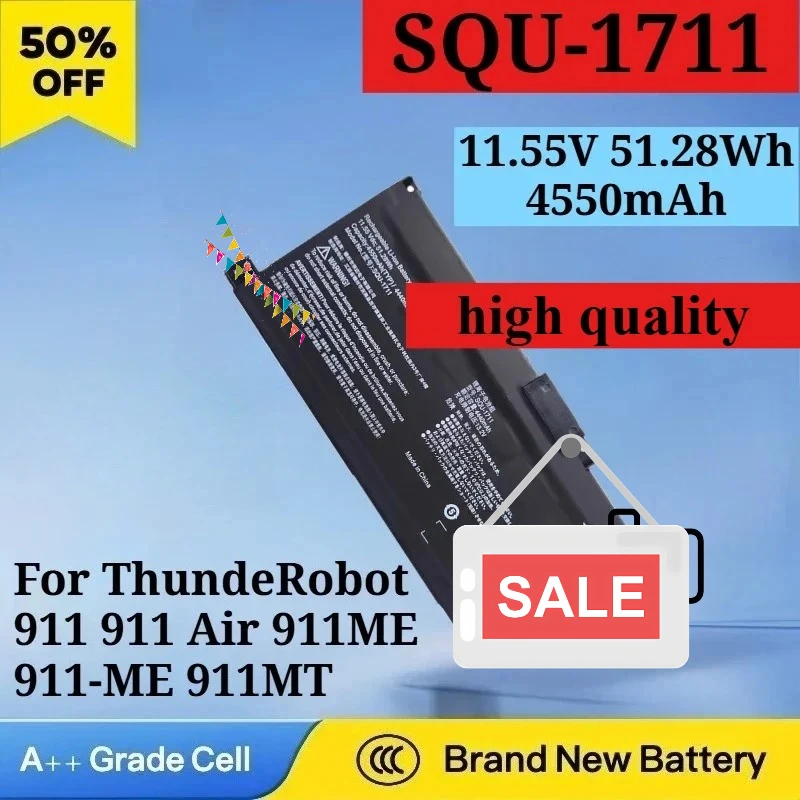 

11.55V 51.28Wh New SQU-1711 4550mAh Laptop Battery for ThundeRobot 911 911 Air 911ME 911-ME 911MT 911S G7000M G8000M SQU-1718