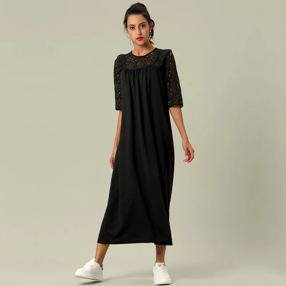 ชุดเดรสสตรี เสื้อฮู้ด กระโปรงยาว เสื้อยืด เสื้อผ้าสตรีมุสลิม