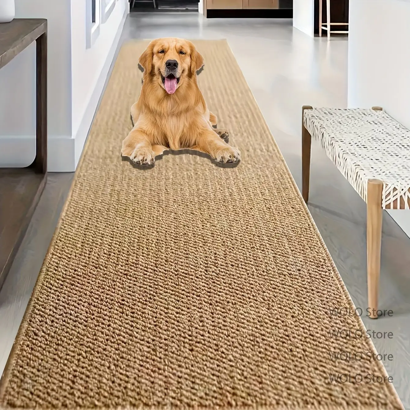 Light Luxury Long Corridor Carpet Home Decoration Solid Tone Faux Sisal Soft Runner Rugs Living Room Entryway Porch Non-slip Mat