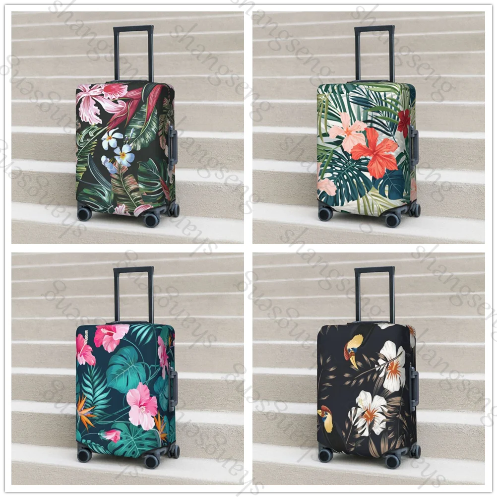 Palm Leaves Flower Thick Elastic Luggage Protective Cover Zipper Suit For Bag Suitcase Covers Trolley Cover Travel