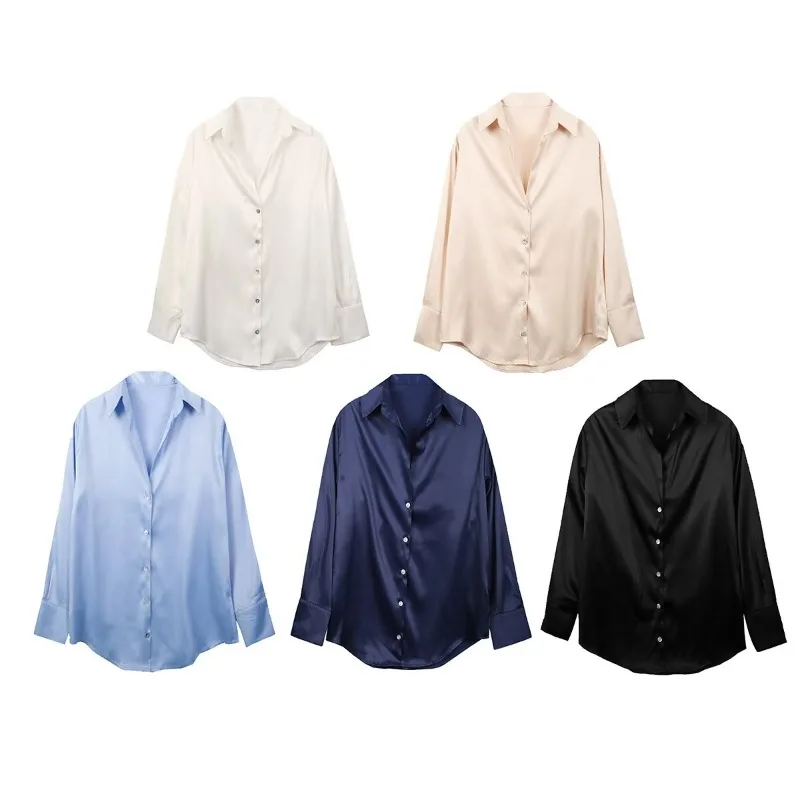 TRAF ZR Top for Women Blouse 2024 Lady Poplin Luxury Chic Y2K Solid Shirts Women\'s Stylish Female Shirt Elegant Woman Blouses