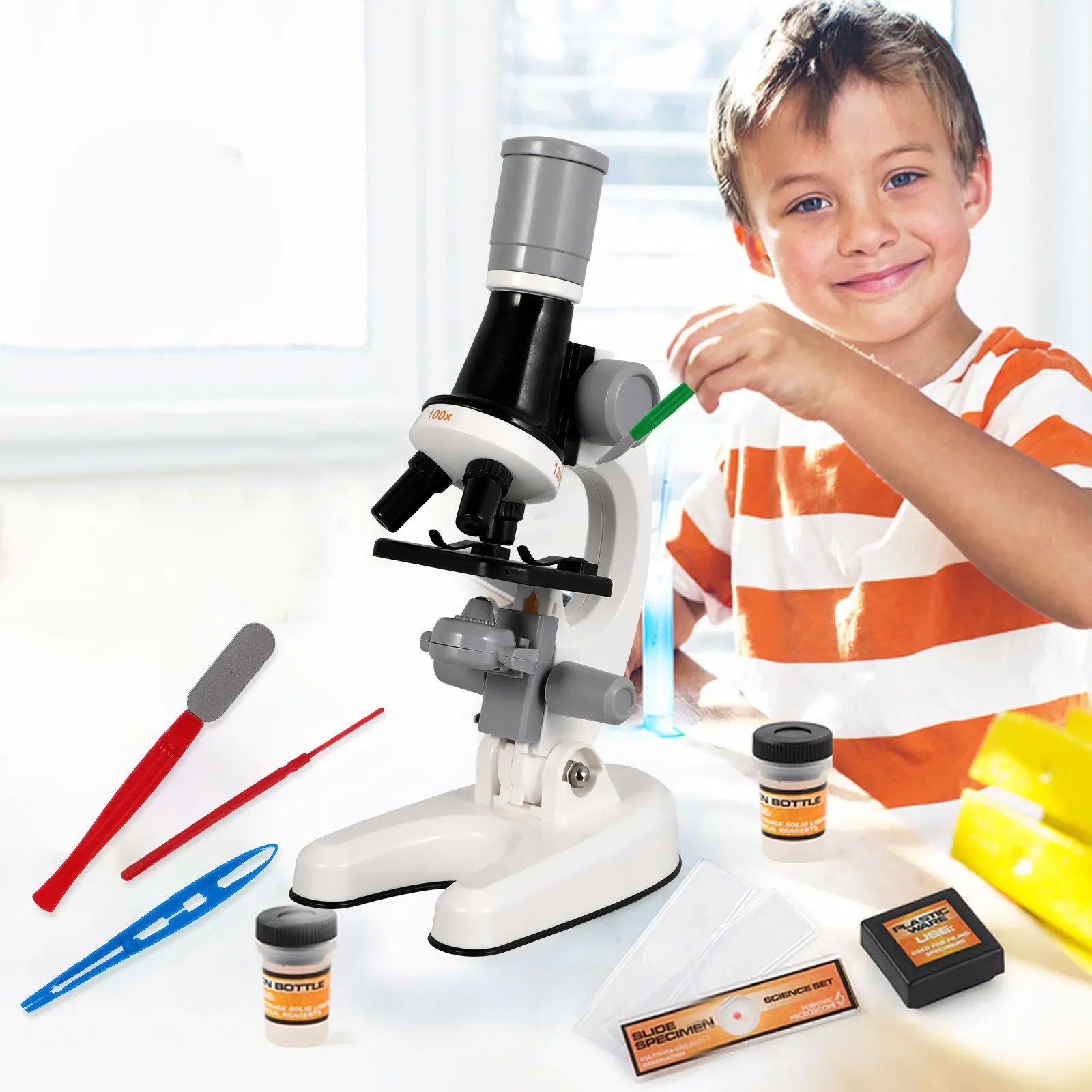 

1Set Educational Biological Microscope Student Microscope Science Learning Tool Adjustable Observation Angle Biological