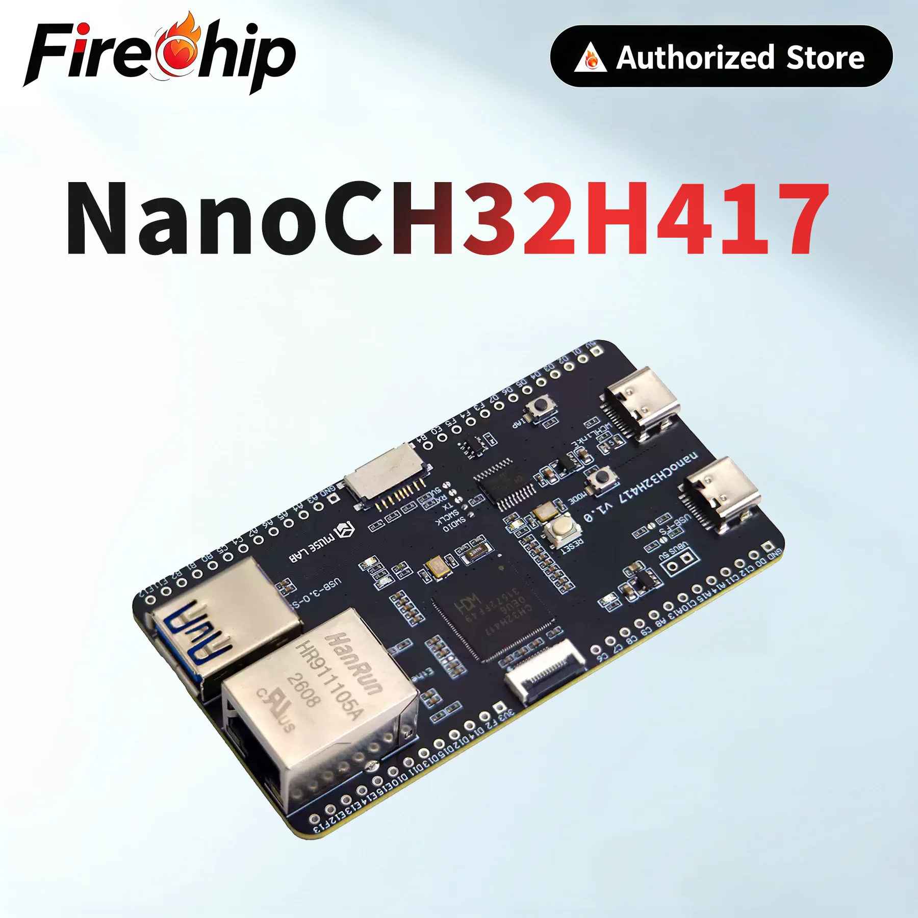 FireChip NanoCH32H417 Dev Board RISC-V Dual TYPE-C Interface USB 3.0 Super Speed 5Gbps 100Mbps Ethernet Open Source