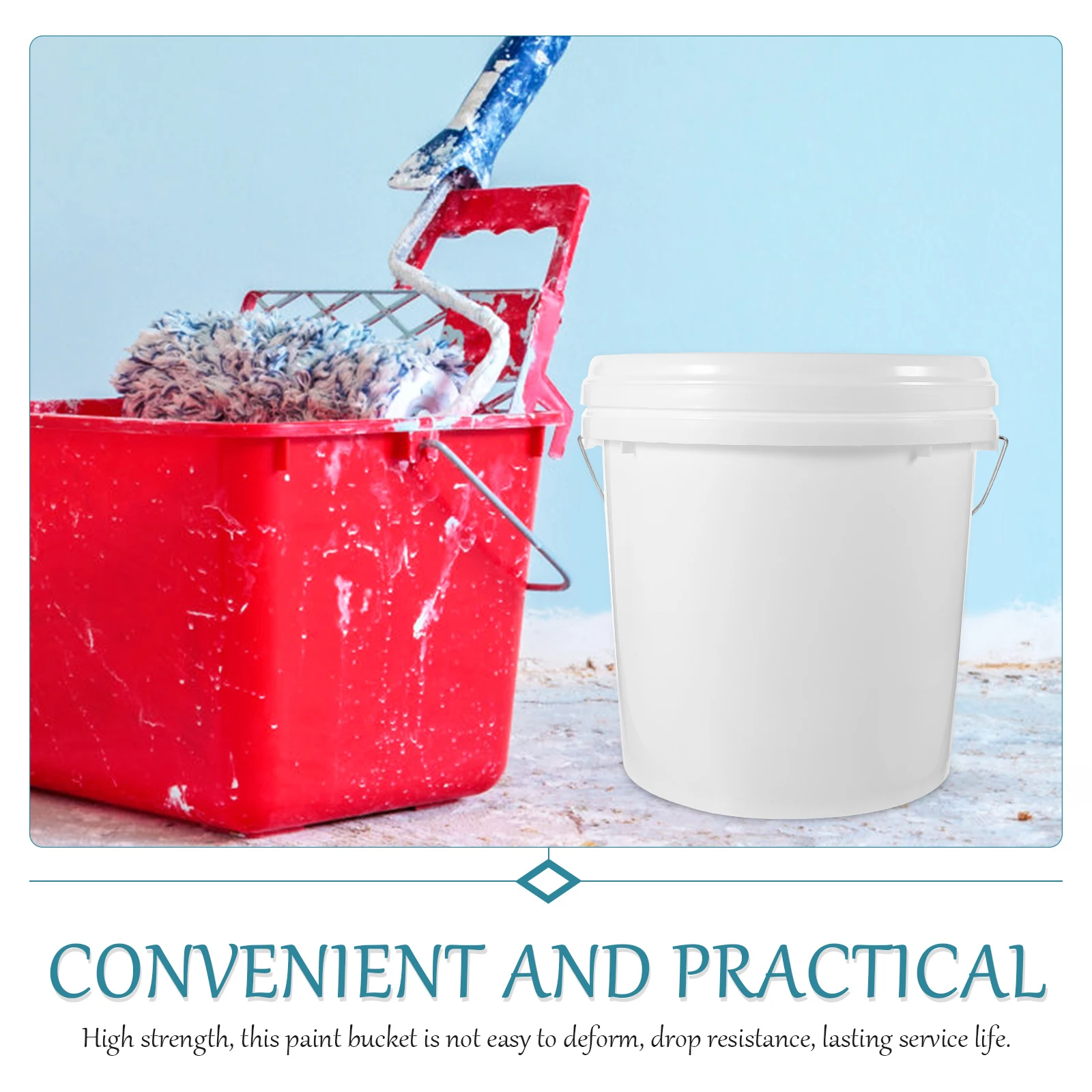 

White ABS Painting Bucket 2.2 Gallons 10L Round Containers with Lid for Storing Water Oil Pigment Food Grade Practical