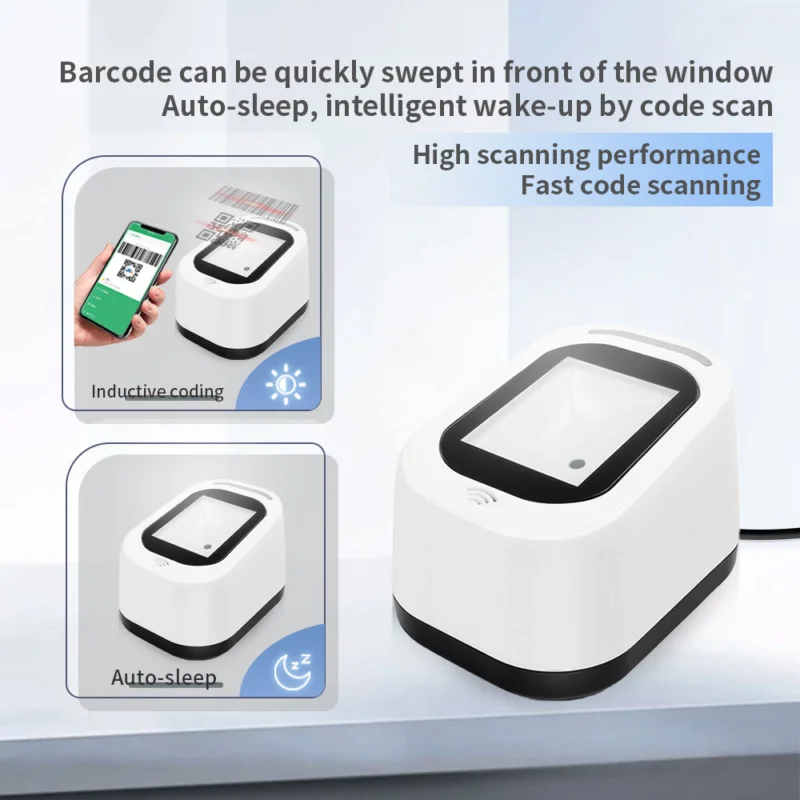Handheld Barcode Scanner 1D 2D QR Code Reader with Holder PDF417 Wired Wireless Bluetooth Stand Scanner for Retail Warehouse