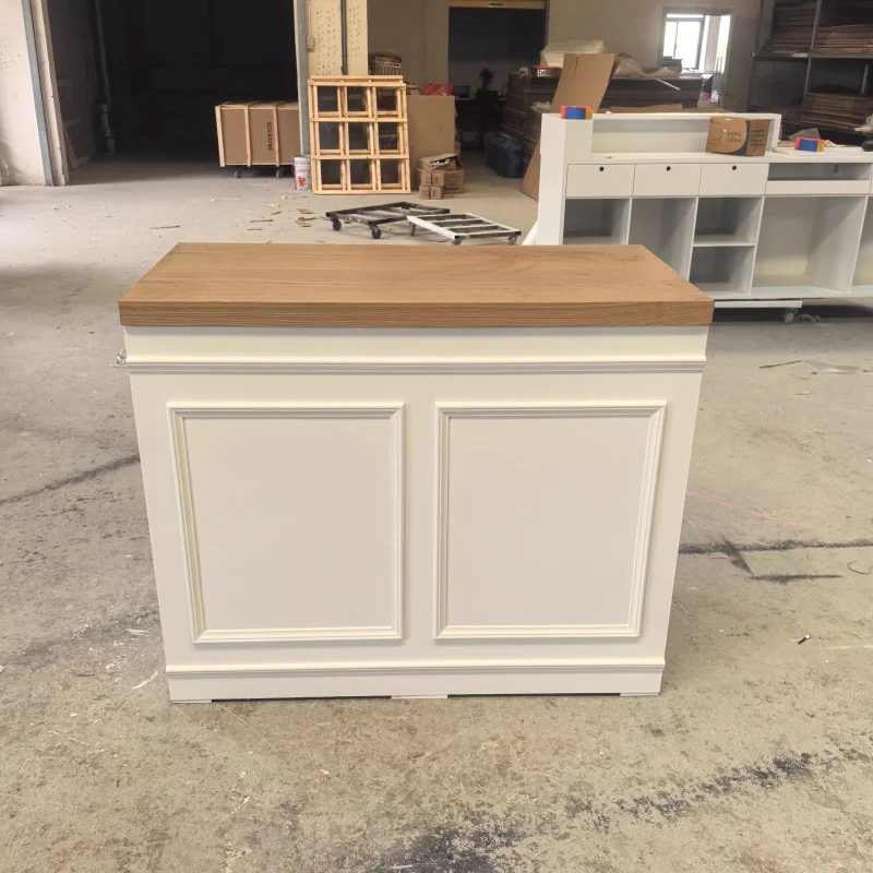 Custom Cream French Style Reception Desk for Clothing Store Flower Shop Beauty Salon Hotel Front Desk