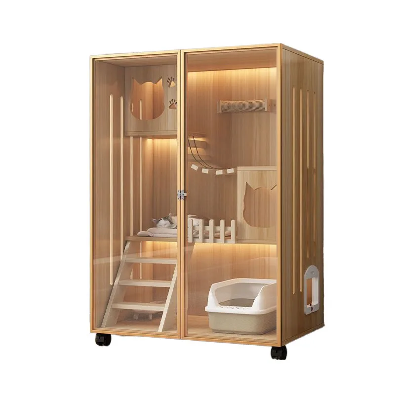 

Solid wood cat villa household indoor large free space cat house