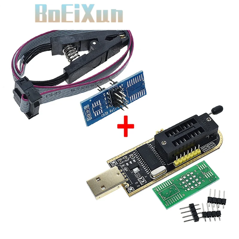 GREAT IT  CH341A 24 25 Series EEPROM Flash BIOS USB Programmer Module + SOIC8 SOP8 Test Clip For EEPROM 93CXX / 25CXX / 24CXX