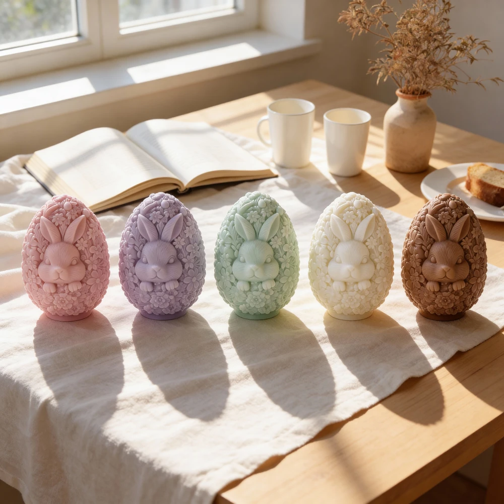 

Easter Bunny Silicone Soy Wax Mould Flower Egg Rabbit Easter Decor Candle Silicone Mold Rabbit Candle Mold