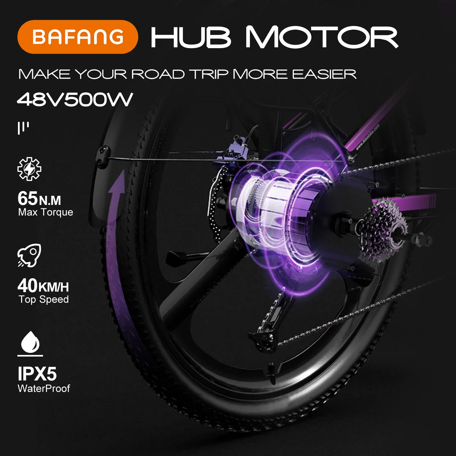 BAFANG Rear Hub Motor Conversion Kit 48V 500W Cassette Type Wheel Motor With 135-142MM Rear Drop Out Size 8Fun Ebike Engine Kits