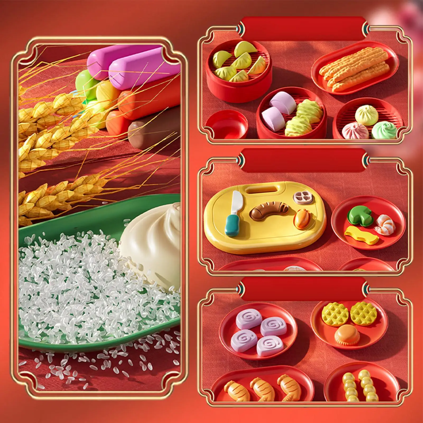 Kit di argilla da modellare Tema cucina cinese Stampo per alimenti fai-da-te Artigianato Finta cibo per ragazzi Ragazze che scolpiscono attività di festa di compleanno