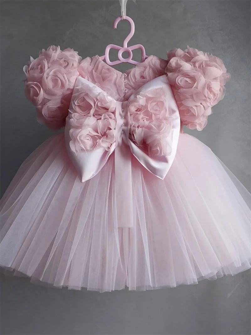 Niños bebé princesa encaje arco tul vestidos de niña de flores vestidos de primera comunión cumpleaños regalo de Navidad boda fiesta cumpleaños