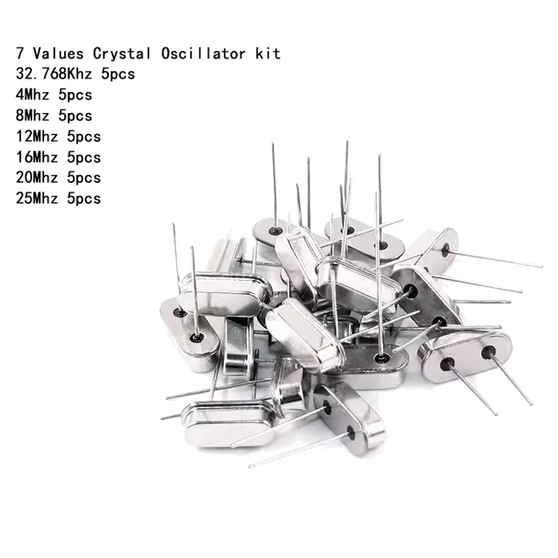 Hc-49s الكريستال مذبذب عدة إلكترونية الرنان السيراميك الكوارتز الرنان Hc-49 Dip 7 أنواع X 5 قطعة 32.768 كيلو 4 8 12 16 20 25 ميجا هرتز