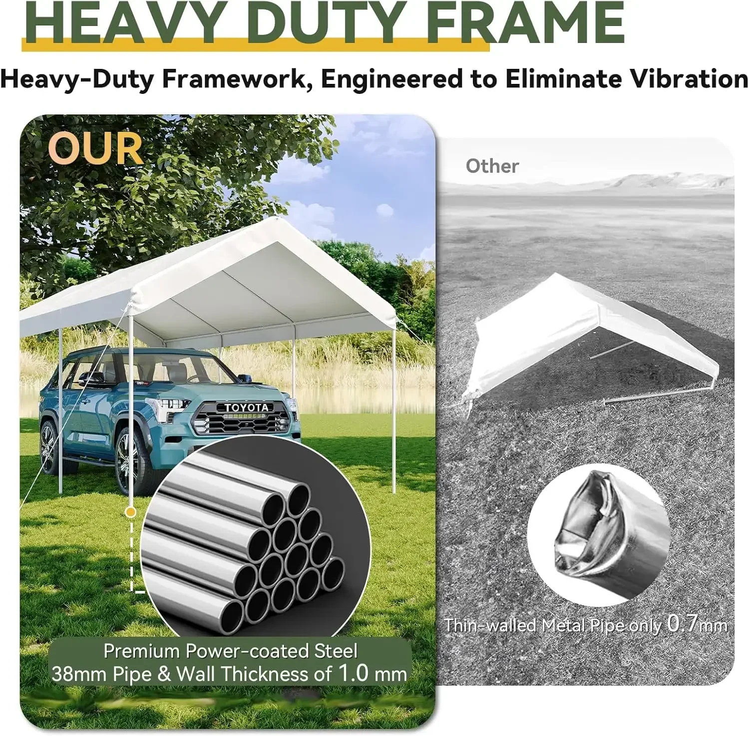 

[Ограниченное время предлагает сегодня! ] Сверхмощный карпорт 10x20 футов с брезентом и ветростойкостью Портативная автомобильная палатка-карпорт Открытый автомобиль P